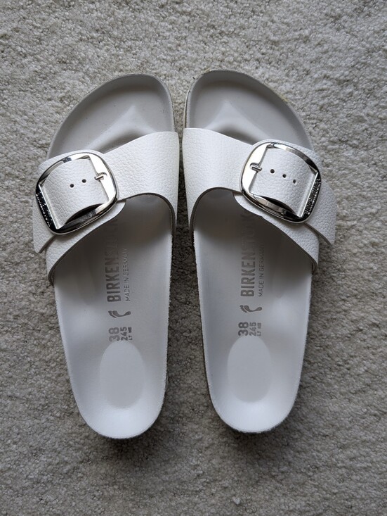 Birkenstock Shoes - Birkenstock Women's Madrid Big Buckle Leather 1 Narrow Strap Sandal - White